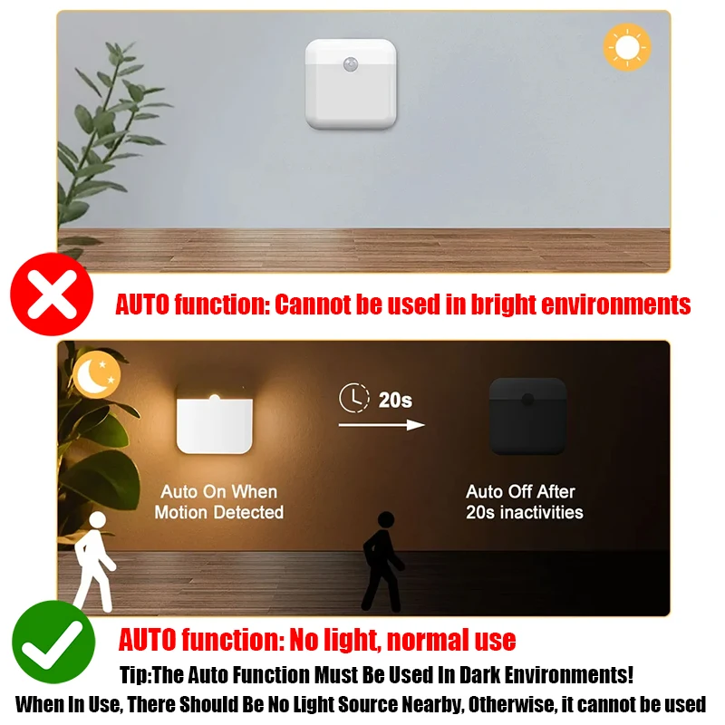LED Wireless Night Light, Human Motion Sensor Lantern Rechargeable Wall Lamp, for Camping Summer Stairs Closet Kitchen Toilet - Image 6