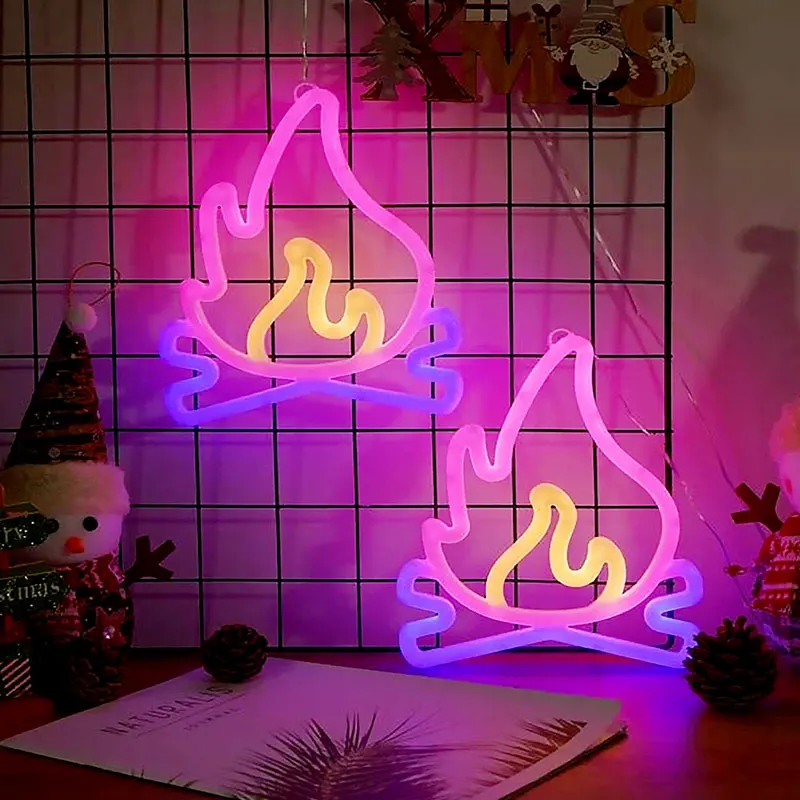 Flame Shaped Neon Signs w Base,LED Light,Atmosphere Lighting for Wall,Night Lamp for Birthday,Party,E-sports Room,Decoration - Image 5