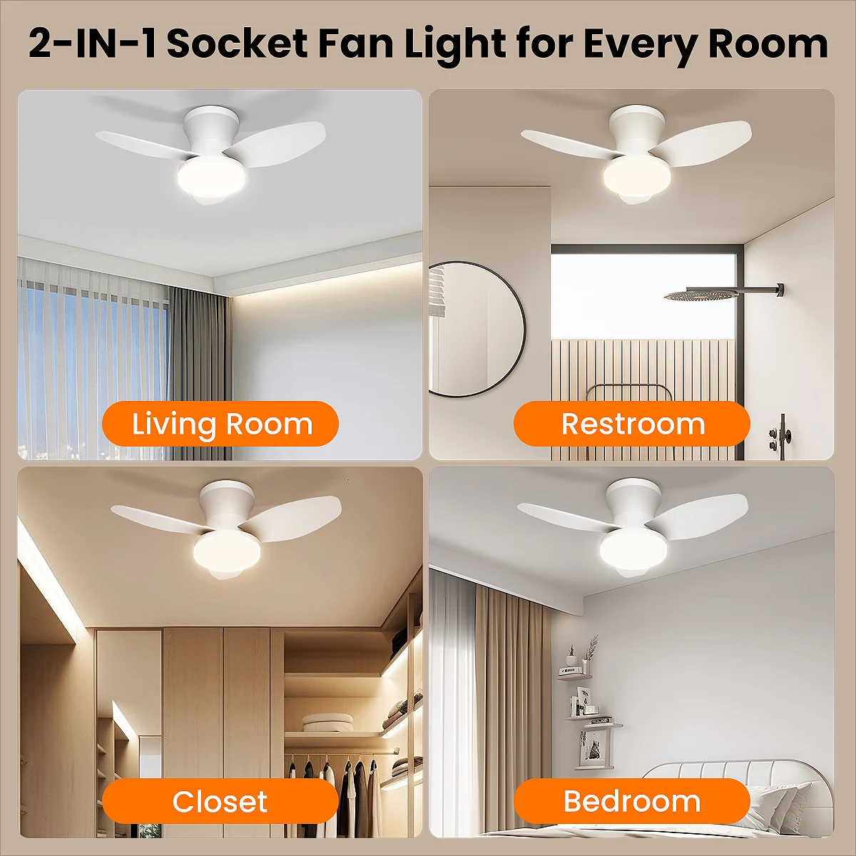 Mexllex Three Leaf Ceiling Fan with Light & Remote Control, 6 Speed, Reversible Noiseless, Dimmable LED Chandelier for Bedroom - Image 5