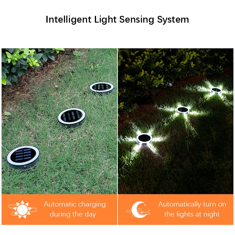 6LED Solar Night Light, IP65 Waterproof Outdoors Lawn Lights, 360° Wall Lamp for Garden, Yard, Lawn, Balcony Home Decor(4Pack ) - Image 2