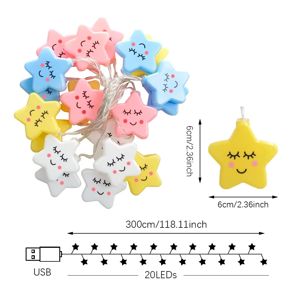 20LEDs Cloud/Star Light String,10Ft USB Waterproof Night Lights Atmosphere Lighting for Camping Birthday Party Summer Home Decor - Image 3