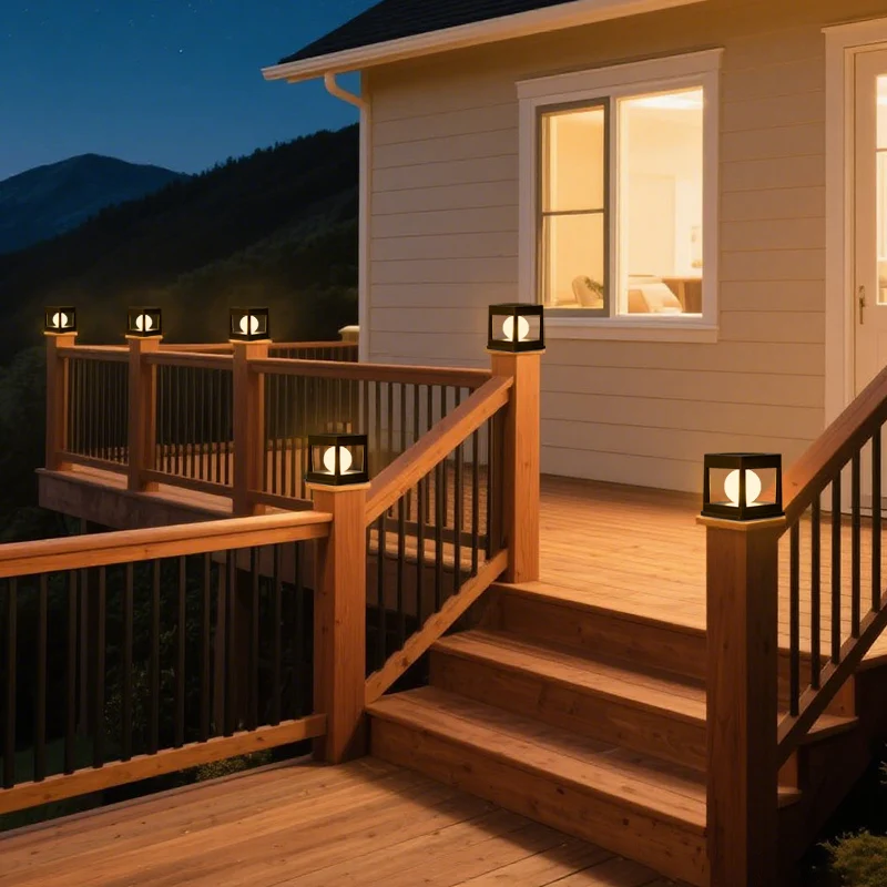 2LEDs Solar Post Light Outdoor Post Caps Lights Solar Fence Post Lamp Pillar Lamps Waterproof for Wooden Posts Patio Camping Dec - Image 3
