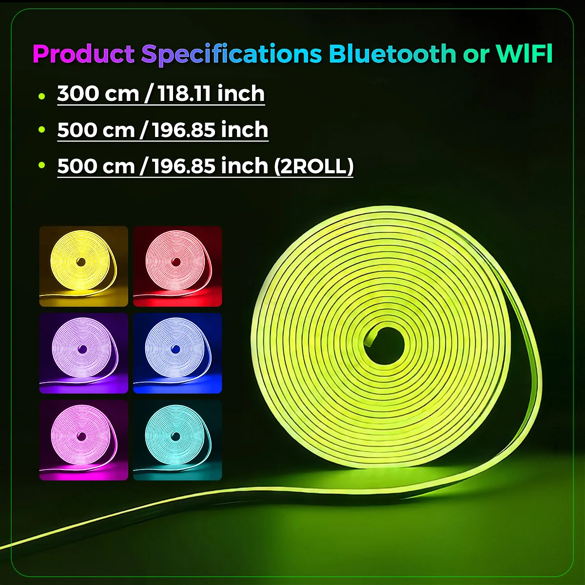 10M/5M/3M Neon WIFI RGB Led Strip Lights Outdoor Waterproof with Music Sync, 108leds/m DIY Tape with Remote and App for Bedroom - Image 2
