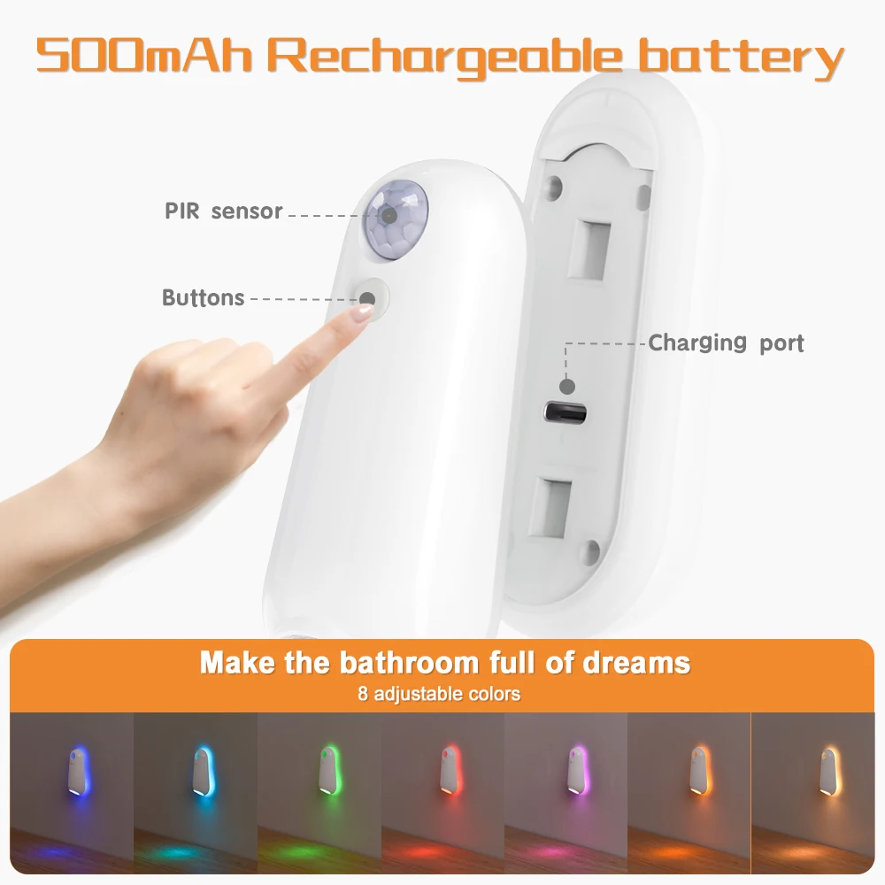 Smart Toliet Night Light, 7Color Changing Motion Sensor Lamp, Gradient RGB Led Toilet Lights, for Washroom, Commode, Night - Image 5