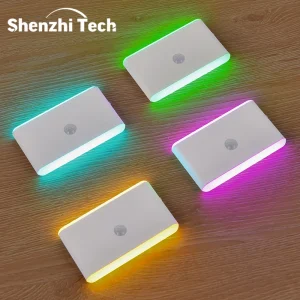 2PCS Magnetic Motion Sensor Night Light USB Rechargeable 5 Colors 10-100% Dimming Wall Lamp for Summer Camping Kids Baby Room