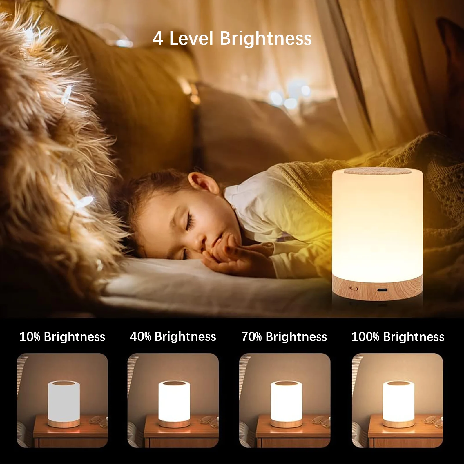 Smart LED Night Light, Portable Touch Control Table Lamp, USB Rechargeable RGB Changing room decor for Kids Bedroom Camping Deco - Image 4