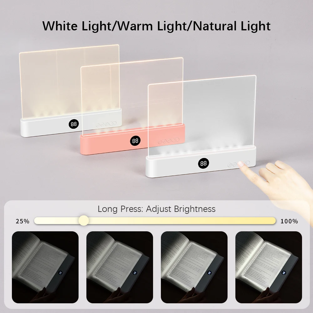 LED Book Light and Night Light 2 in 1, 3 Color Temperatures & Stepless Dimming, USB Rechargeable Reading Light with Timer for Ni - Image 2