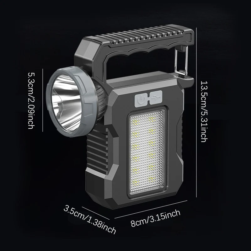 Solar Portable Powerful Rechargeable Flashlight Searchlight With COB Work Light Lantern Outdoor Camping Lamp Hiking Fishing Emer - Image 2