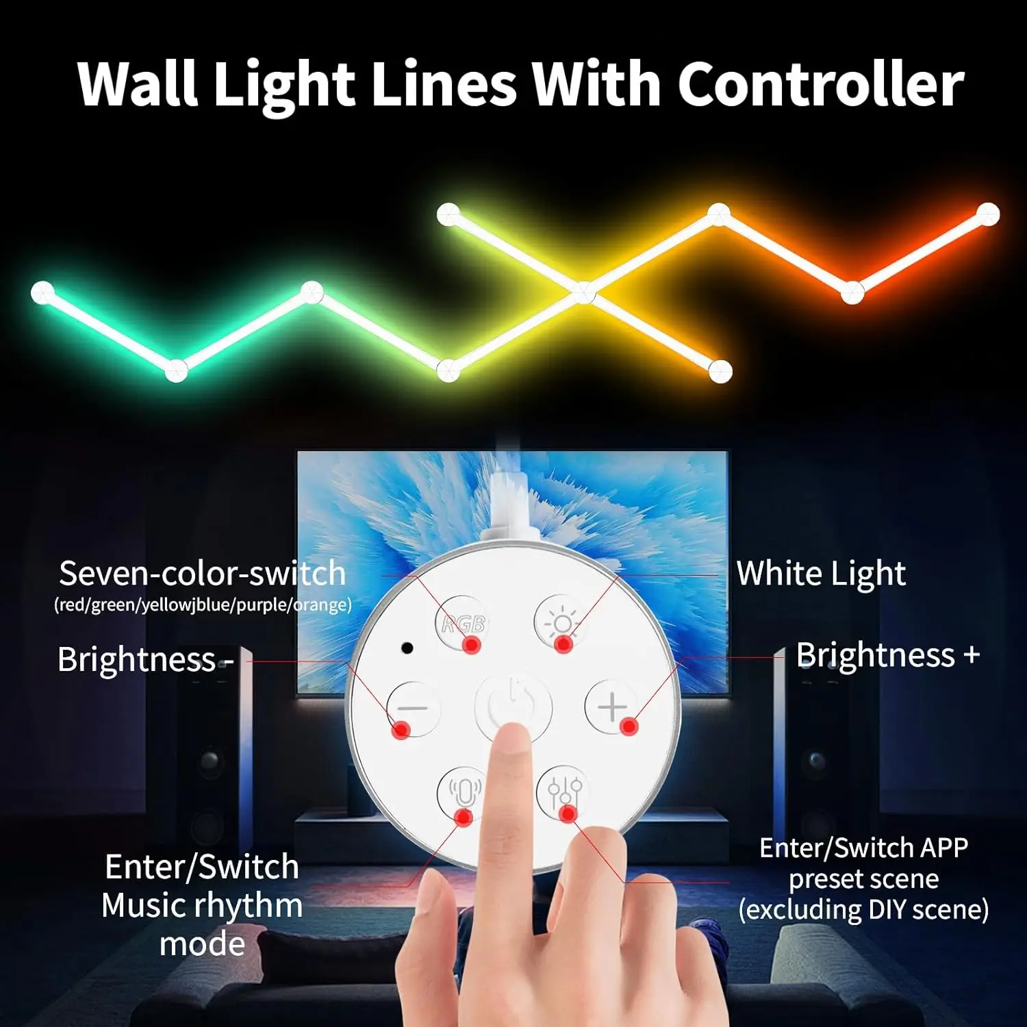 Mexllex 6/9PCS RGB Smart LED Wall Light Bars with Music Sync, 5V USB APP Control, 9 music Modes, 16 Million Colors for Game Home - Image 5