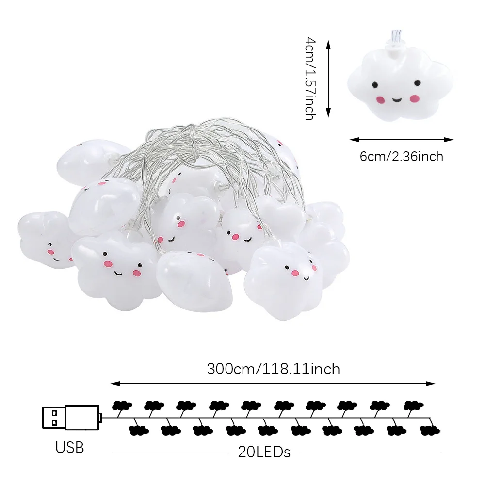 20LEDs Cloud/Star Light String,10Ft USB Waterproof Night Lights Atmosphere Lighting for Camping Birthday Party Summer Home Decor - Image 4